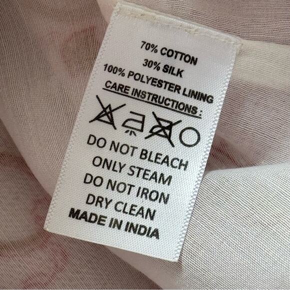 Bell by Alicia Bell Lucy Pink Gold Motif White Puff Sleeves Wrap Mini Dress XS - Picture 15 of 16